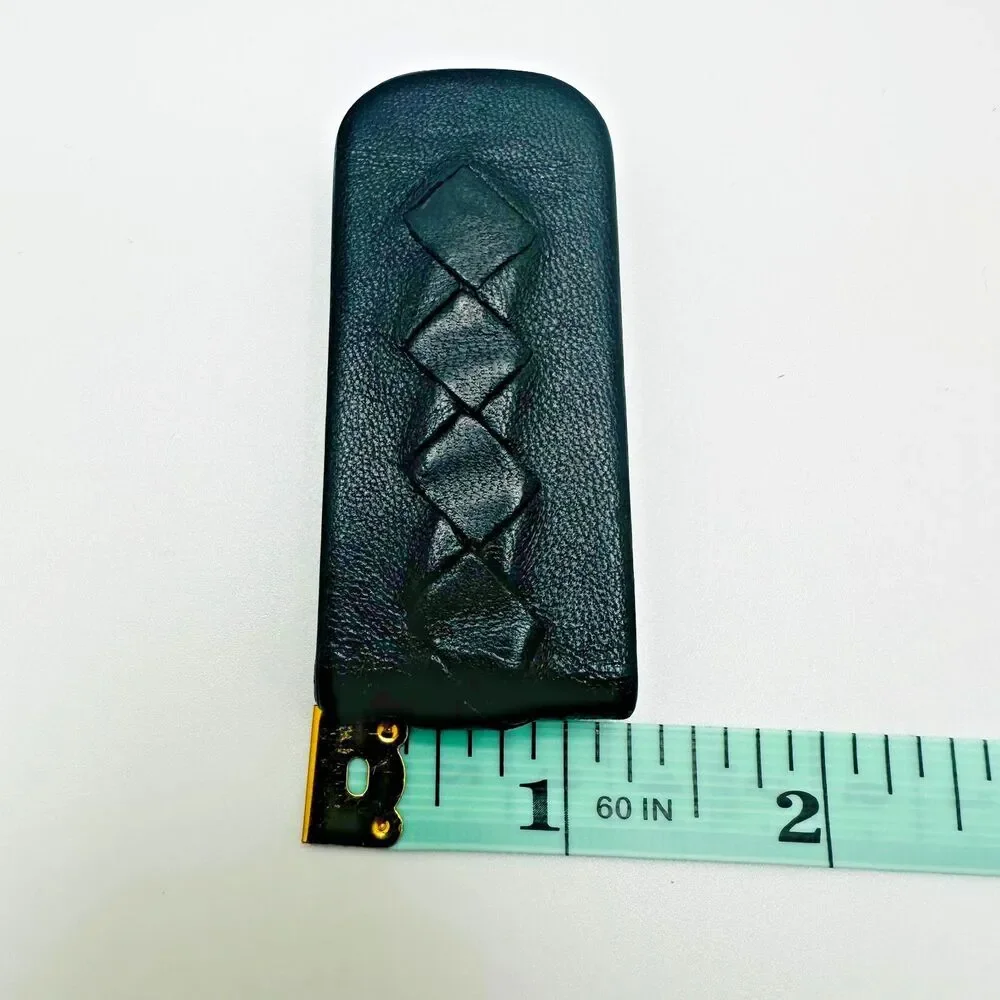 Bottega Veneta Black Intrecciato Leather Money Clip Magnetic Slim Minimalist